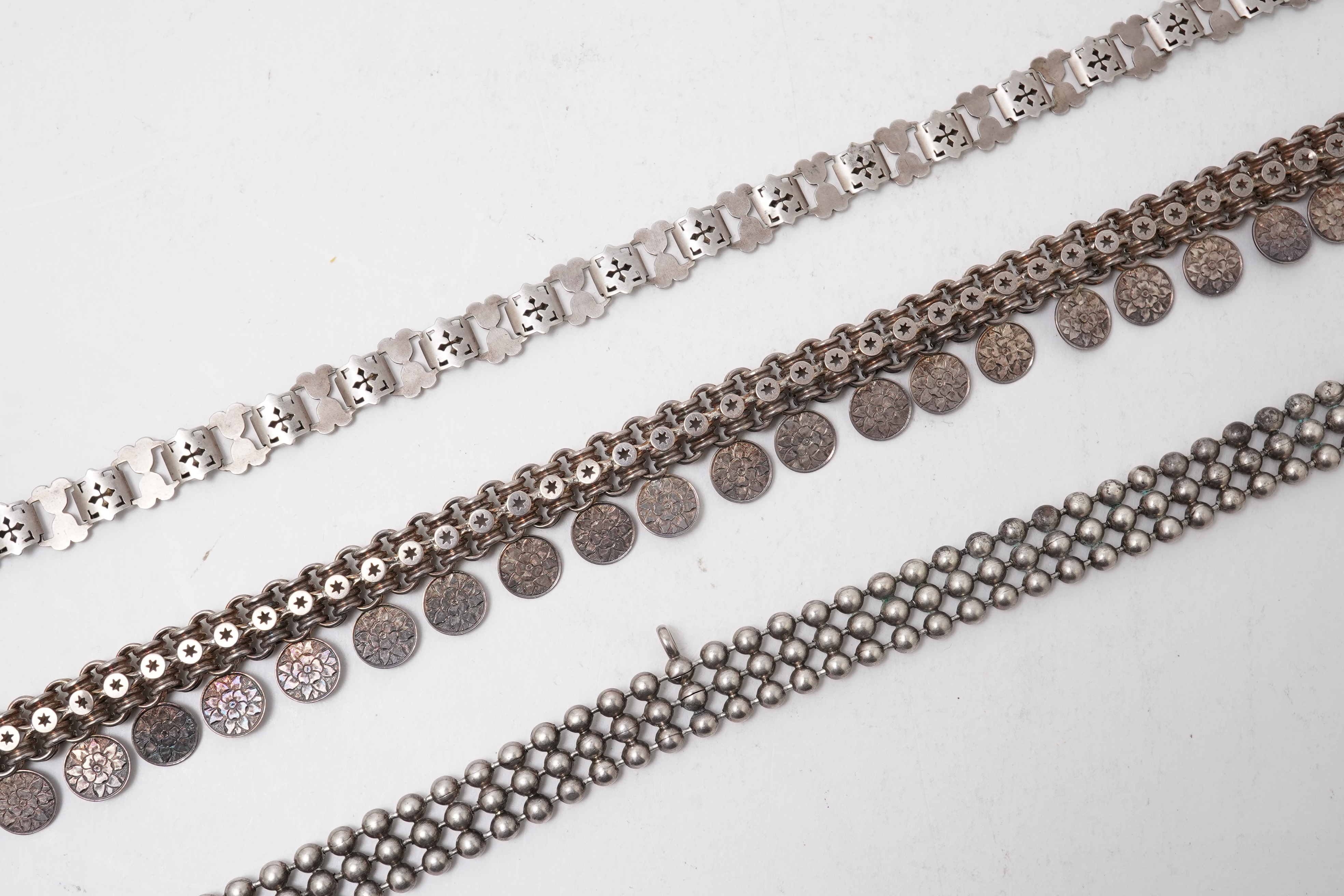 Three silver necklaces, 19th/early 20th century